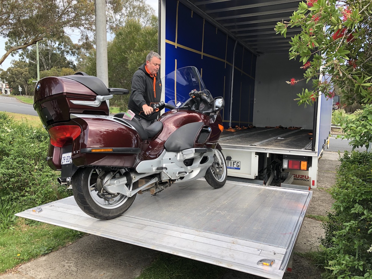 bmw k1200lt on a truck