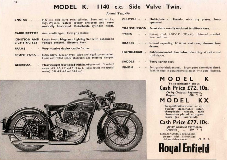 royal enfield model kx