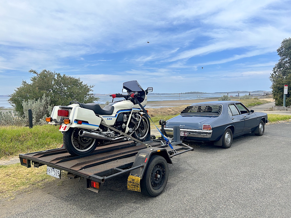 Honda CBX1000 on trailer